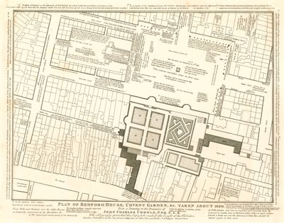 Plan von Bedford House, Covent Garden, London, um 1690 von English School