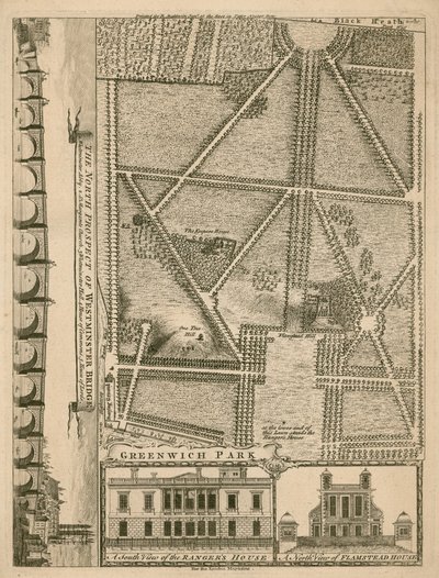 Plan des Greenwich Parks, London von English School