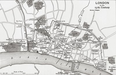 Plan von London im 13. Jahrhundert, aus 