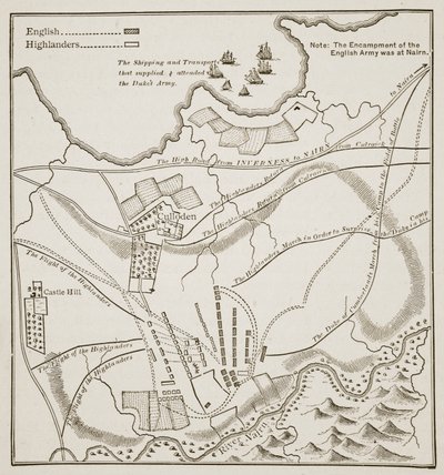 Plan der Schlacht von Culloden, 16. April 1746 von English School