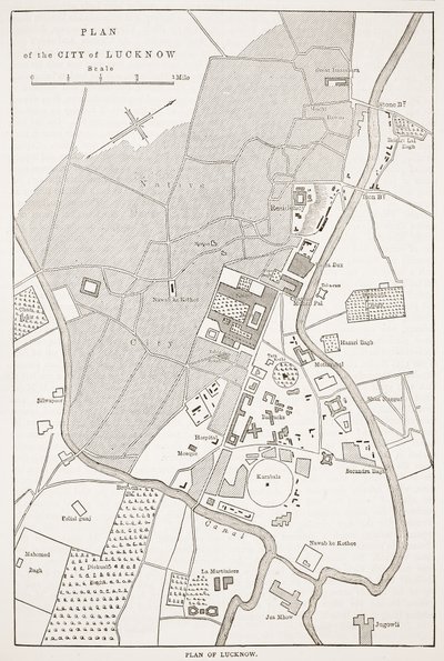 Plan der Stadt Lucknow, aus Cassells Illustrierter Geschichte Englands von English School