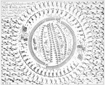 Plan der Pequot-Indianerfestung aus John Underhills 