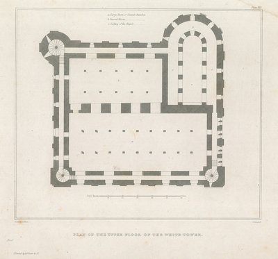 Plan des oberen Stockwerks des Weißen Turms von English School