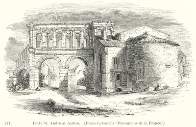 Porte St Andre in Autun (Gravur) von English School
