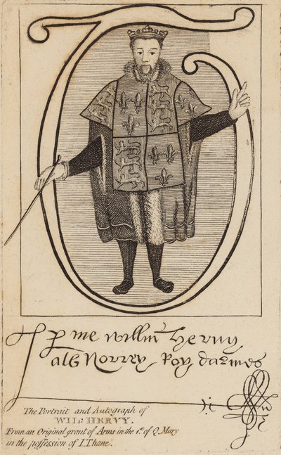 Porträt und Autogramm von Wil Hervy (William Harvey) von English School