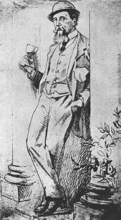 Porträt von Charles Dickens (1812-70), aus Drinking with Dickens geschrieben von Cedric Charles Dickens von English School