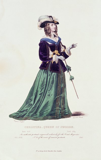 Porträt von Christina, Königin von Schweden (1626-1689) von English School