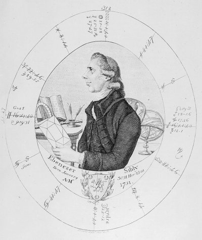 Porträt von Ebenezer Sibly umgeben von seinem Horoskop von English School