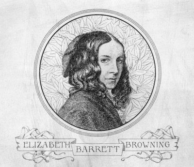 Porträt von Elizabeth Barrett Browning (1806-61) von English School