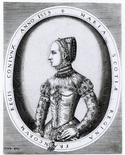 Porträt von Maria Stuart (1542-87) graviert von Hieronymus Cock, 1559 von English School