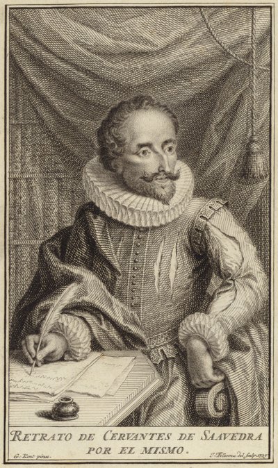 Porträt von Miguel de Cervantes von English School