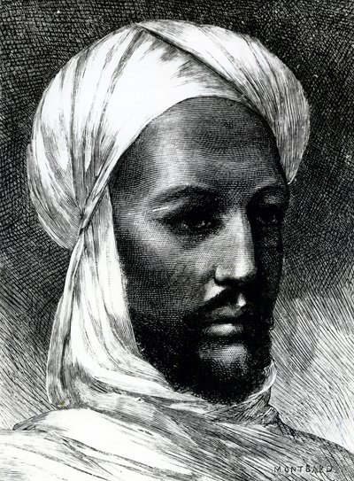Porträt von Muhammad Ahmad (1844-1885), bekannt als Mahdi, Anführer der Derwische im Krieg gegen die Briten 1884, Kolonialkriege, Sudan von English School