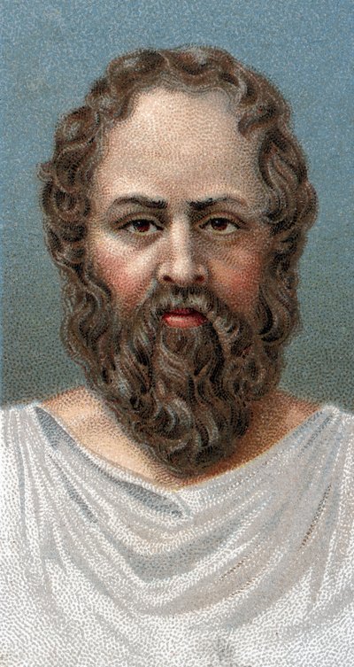 Porträt des griechischen Philosophen Sokrates (469-399 v. Chr.) - Aus der Serie „Leaders of Men“ von English School