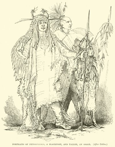 Porträts von Petohpeekis, einem Blackfoot, und Tallee, einem Osage von English School