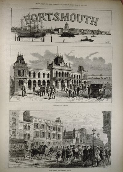 Portsmouth: Der Bahnhof und die Hauptstraße, Regierungshaus, aus 