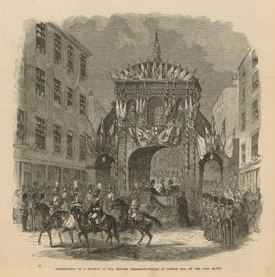 Überreichung eines Blumenstraußes an die Prinzessin Friedrich Wilhelm am Temple Bar von English School