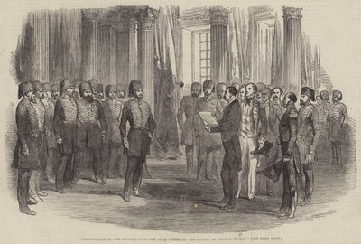 Überreichung der Adresse der irischen Nation an den Sultan in Konstantinopel (Gravur) von English School