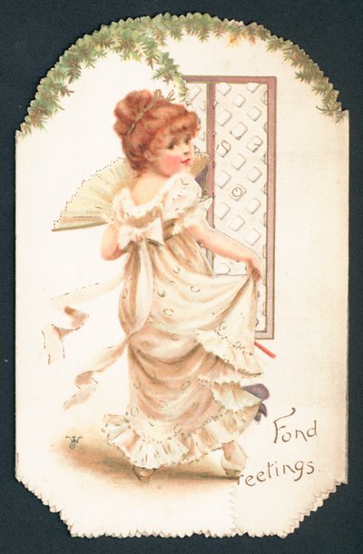 Hübsches Mädchen tanzt, Weihnachtskarte von English School