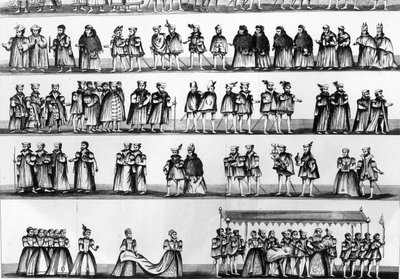 Prozession bei der Taufe von Prinz Arthur, Sohn von Heinrich VII, graviert 1782 von English School