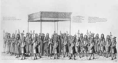 Prozession zur Krönung von Jakob II. von England von English School