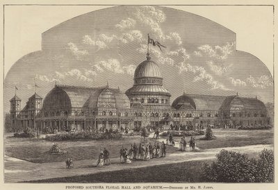 Vorgeschlagene Southsea Floral Hall und Aquarium (Gravur) von English School