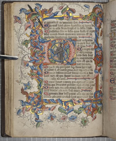 Psalter mit Sarum-Kalender, Fol 40 verso, ca. 1425-75 (Tinte, Farbe & Gold auf Pergament) von English School