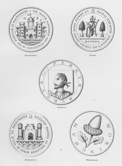 Wappen: Malmesbury; Newry; Penrhyn; Bridgwater; Wokingham von English School