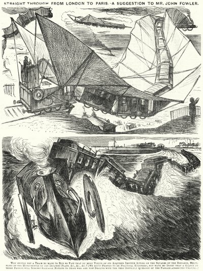 Punch-Karikatur: Direkt von London nach Paris. Ein Vorschlag an Mr. John Fowler von English School