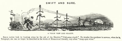 Schnell und sicher - der Einsatz der elektrischen Telegrafie zur Verbrechensverfolgung (Stich) von English School
