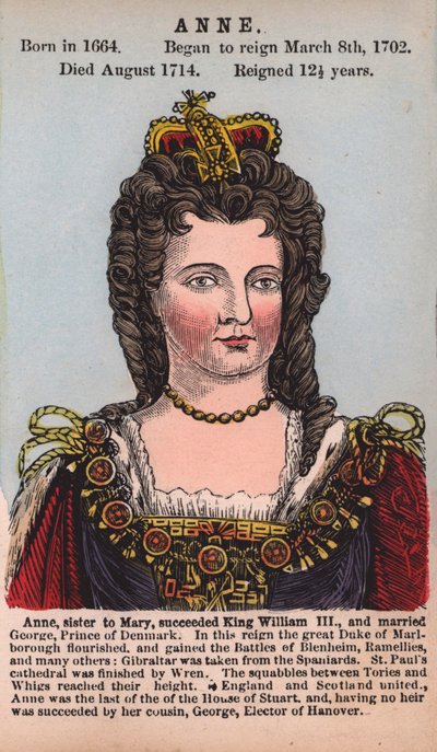 Königin Anne (farbige Gravur) von English School
