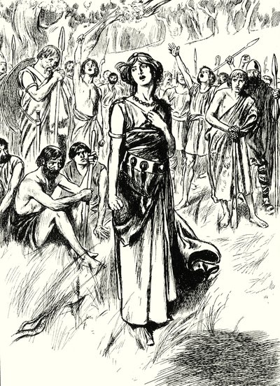 Königin Boadicea und ihre Soldaten von English School