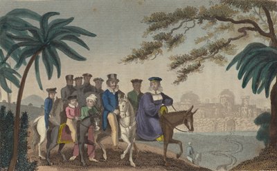 Königin Caroline, entfremdete Gemahlin von König Georg IV., betritt Jerusalem (farbiger Stich) von English School