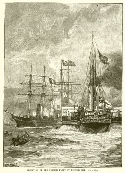 Empfang der französischen Flotte in Portsmouth von English School