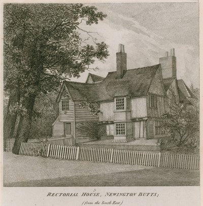 Rektoratsgebäude in Newington Butts, Southwark, London, von Südosten von English School