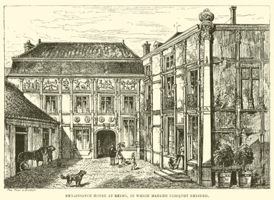 Renaissancehaus in Reims, in dem Madame Clicquot wohnte (Stich) von English School