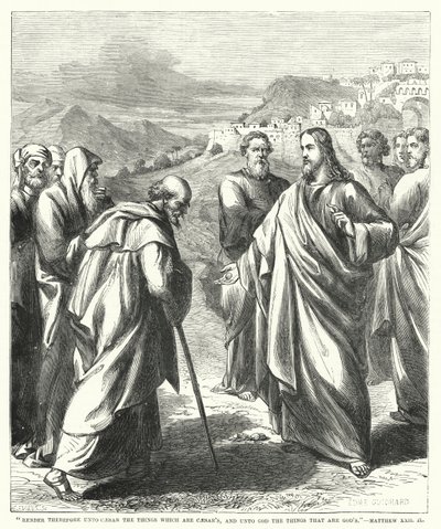 Gebt daher dem Kaiser, was des Kaisers ist, und Gott, was Gottes ist, Matthäus XXII, 21 (Gravur) von English School