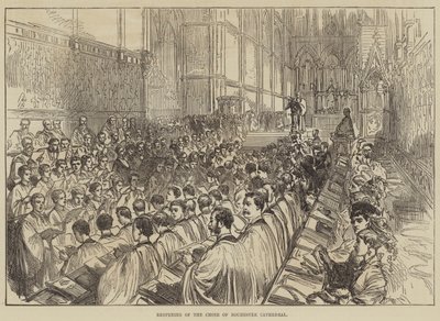 Wiedereröffnung des Chors der Rochester-Kathedrale (Stich) von English School