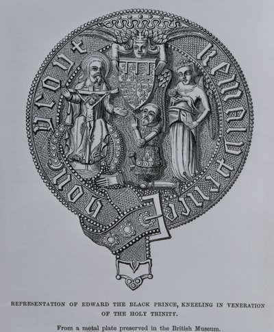 Darstellung von Edward dem Schwarzen Prinzen, kniend in Verehrung der Heiligen Dreifaltigkeit von English School