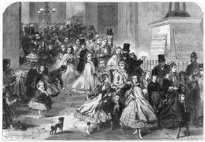 Rückkehr von der Tagesvorstellung der Pantomime von English School