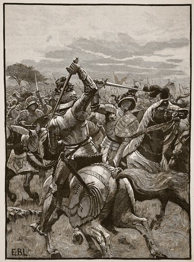 Richard III in der Schlacht von Bosworth, Illustration aus Cassells Illustrierter Geschichte Englands von English School
