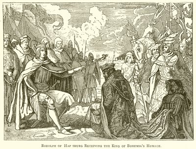 Rudolf von Habsburg empfängt die Huldigung des Königs von Böhmen von English School