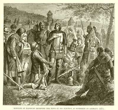 Rudolf von Habsburg erhält die Nachricht von seiner Wahl zum Herrscher von Deutschland (1273) von English School