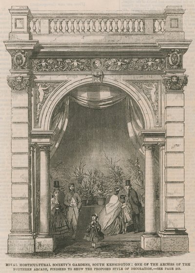Gärten der Königlichen Gartenbaugesellschaft, South Kensington: Ein Bogen der nördlichen Arkade von English School