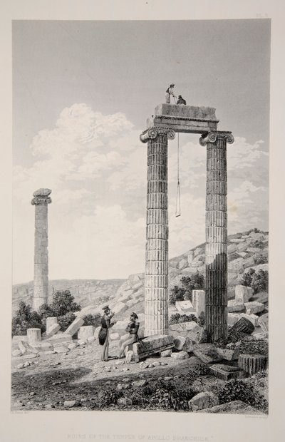 Ruinen des Tempels von Apollo Branchidae, veröffentlicht 1863, Lithographie von English School