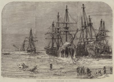 Russische Schiffe eingefroren an der Mündung des Dnepr (Gravur) von English School