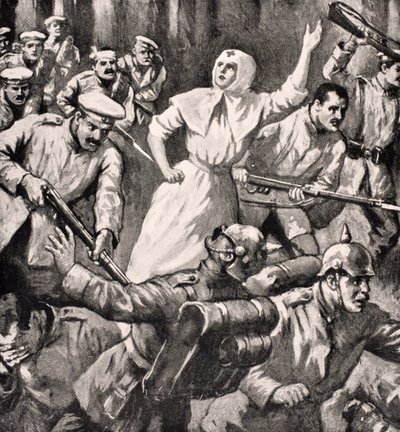 Russische Krankenschwester Mira Miksailovitch Ivanoff führt Männer gegen Deutsche, 1915, aus 