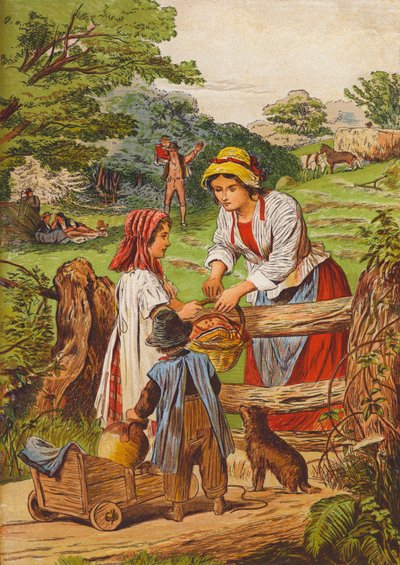 Ländliche Szene (Farblithografie) von English School