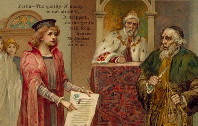 Szene aus Der Kaufmann von Venedig von William Shakespeare von English School