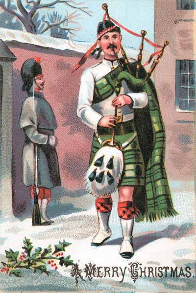 Schottischer Dudelsackspieler, Weihnachtskarte von English School
