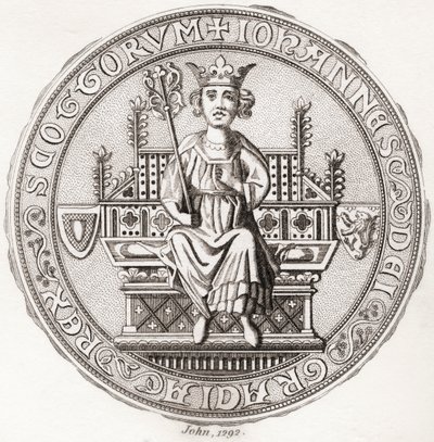 Siegel von John Balliol, ca. 1249–1314, auch bekannt als Toom Tabard, Schottisch für „leerer Mantel“, König der Schotten. Aus Iconographia Scotica oder Porträts berühmter Personen Schottlands, veröffentlicht 1797. von English School